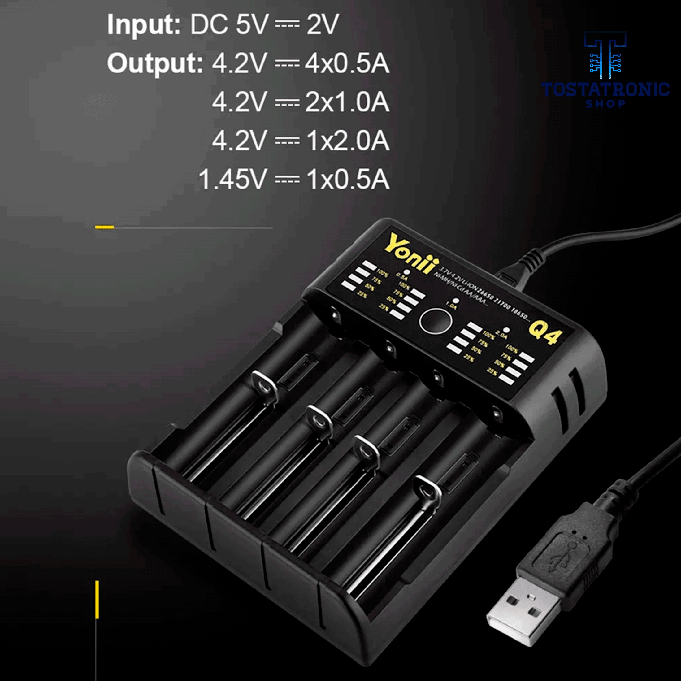 Cargador De Baterias Universal Con Indicador LED 18650 – Tostatronic