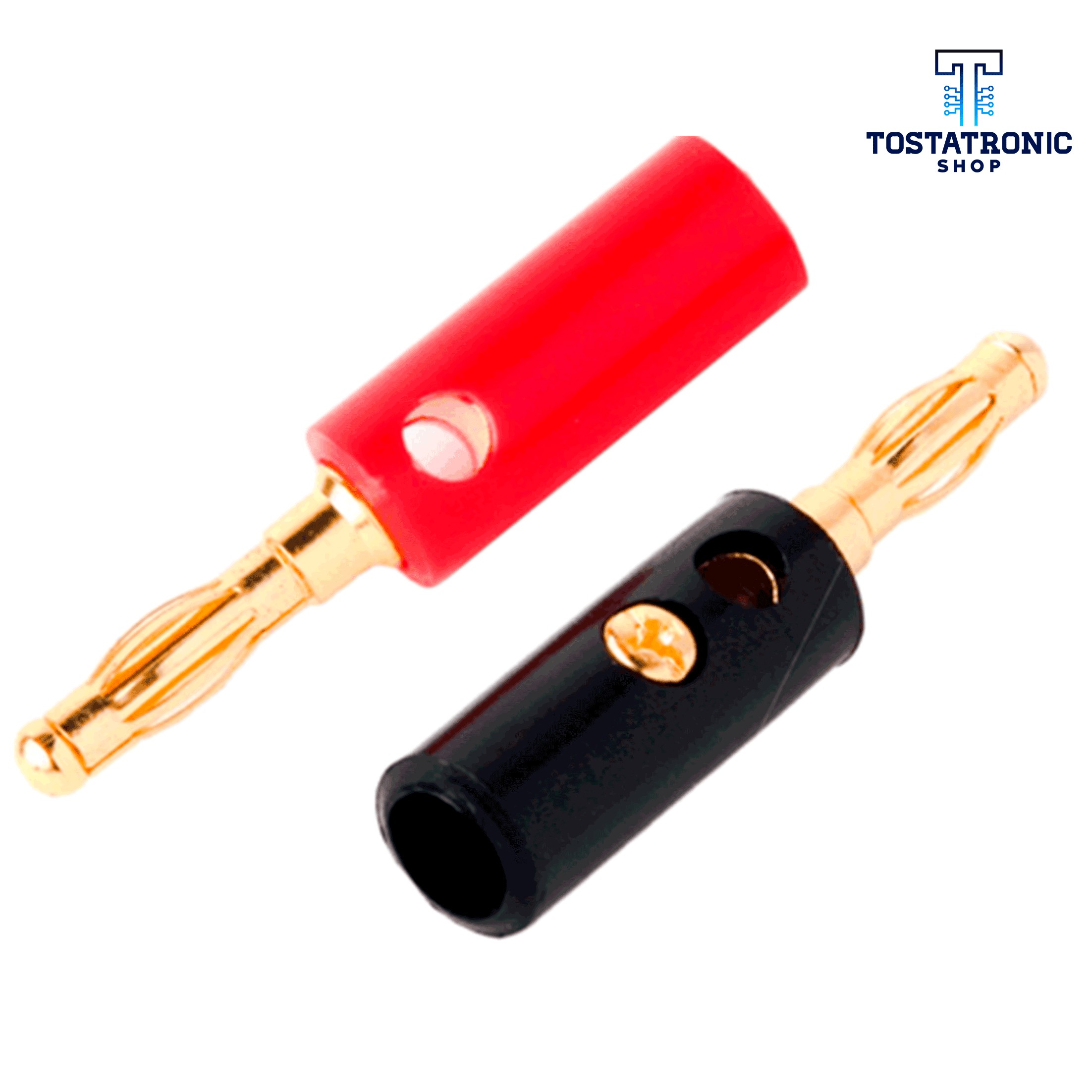 Conector banana, Hembra, de 4mm, 4uds rojas