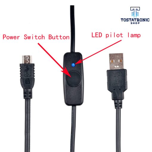 Cable tipo V (Micro USB) para raspberry 3/3B/3B+ 3A Con Switch On/Off