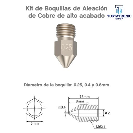 Kit de 8 Boquillas De Aleación de Cobre Creality