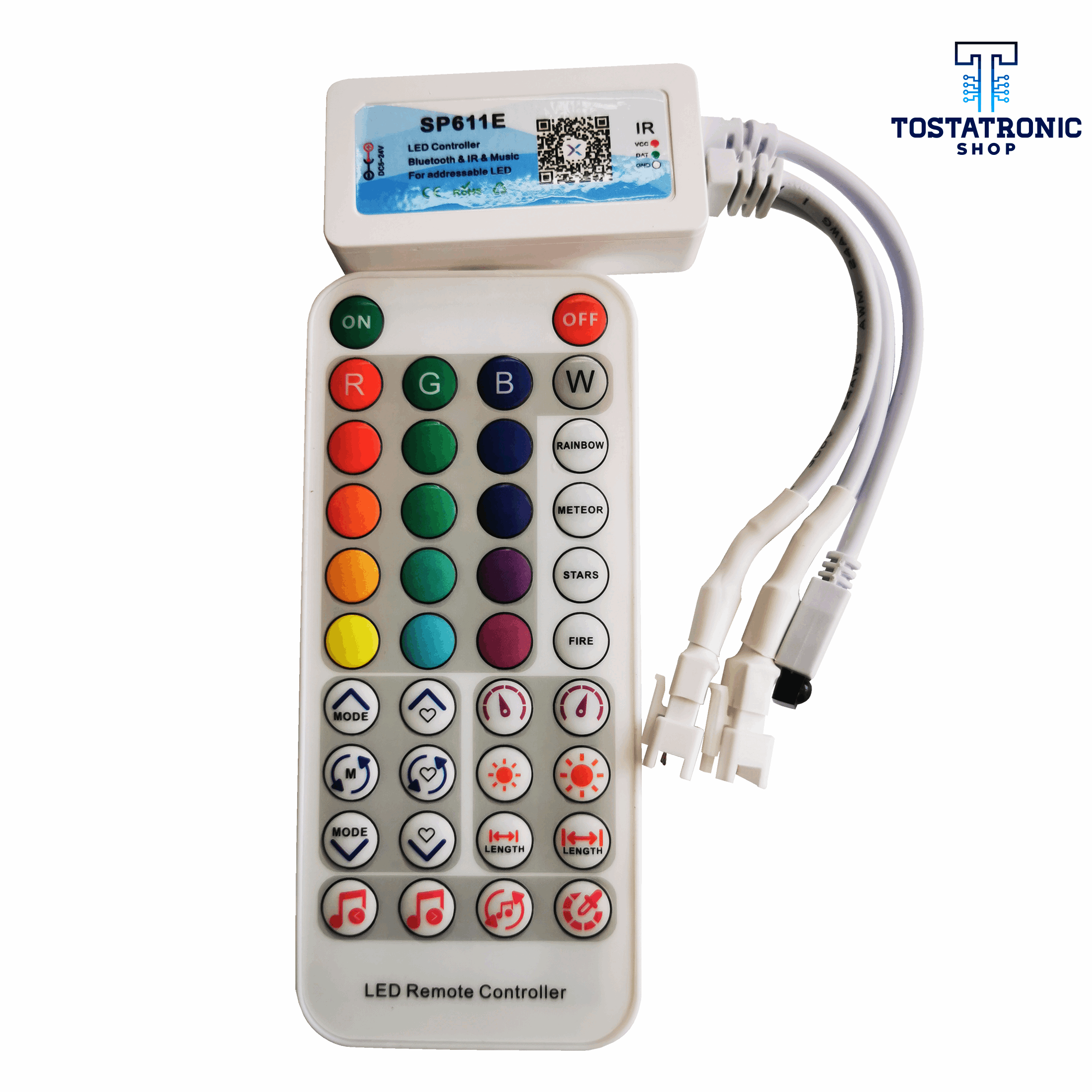 Controlador Bluetooth y Audioritmico Tiras WS2812 SP611E Tostatronic
